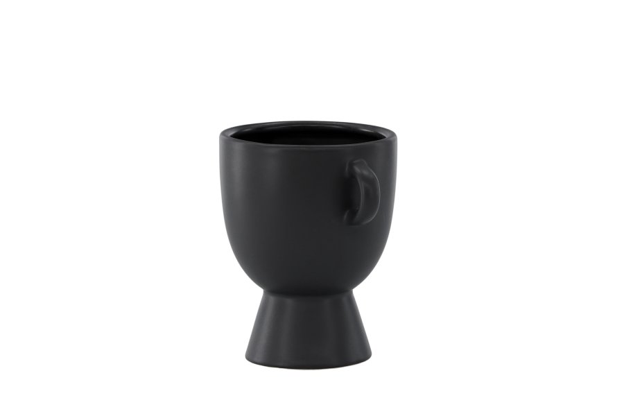 VENTURE DESIGN Cent potte, m. 2 hanke - mat sort stentj (20x14x18)