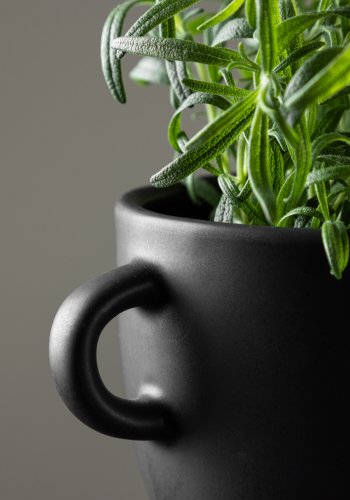 VENTURE DESIGN Cent potte, m. 2 hanke - mat sort stentj (20x14x18)