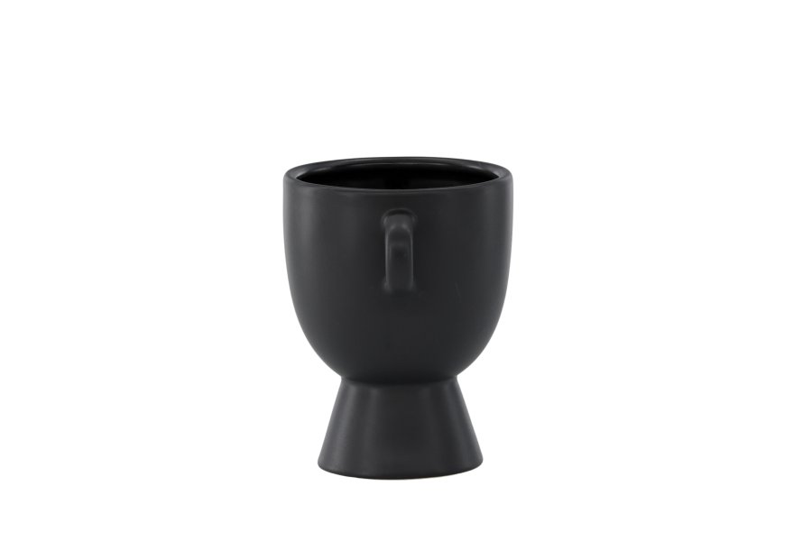 VENTURE DESIGN Cent potte, m. 2 hanke - mat sort stentj (20x14x18)