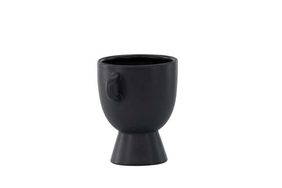 VENTURE DESIGN Cent potte, m. 2 hanke - mat sort stentj (20x14x18)