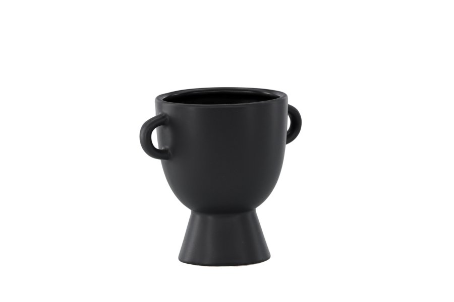 VENTURE DESIGN Cent potte, m. 2 hanke - mat sort stentj (20x14x18)