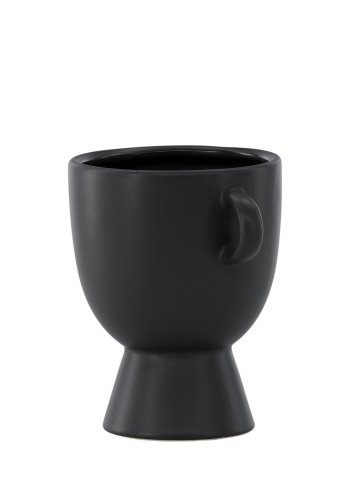 VENTURE DESIGN Cent potte, m. 2 hanke - mat sort stentj (20x14x18)