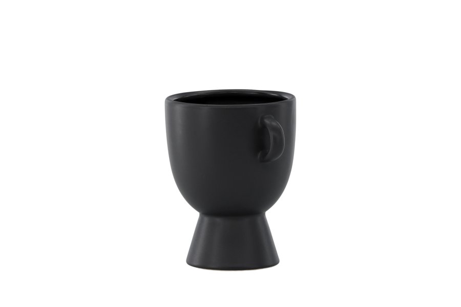 VENTURE DESIGN Cent potte, m. 2 hanke - mat sort stentj (20x14x18)