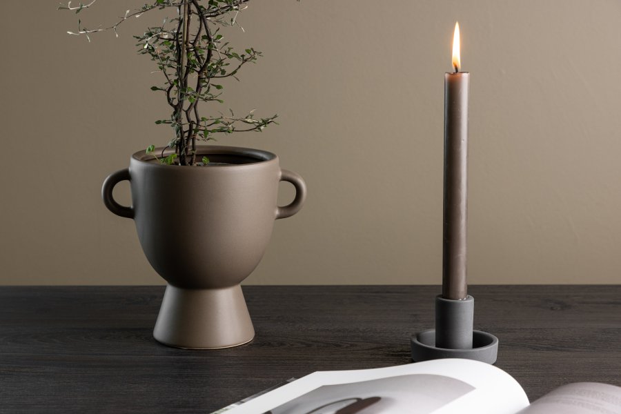 VENTURE DESIGN Cent potte, m. 2 hanke - brun stentj (20x14x18)