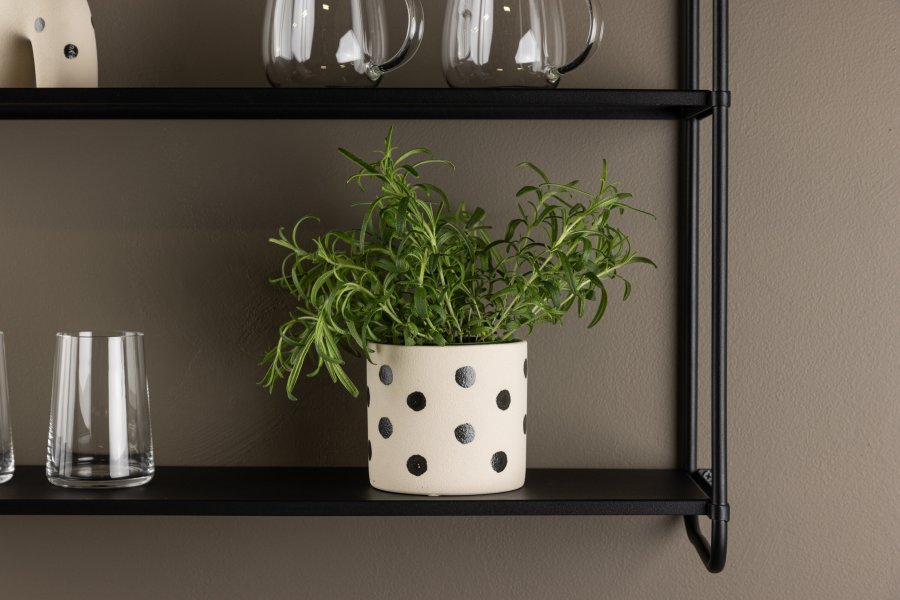 VENTURE DESIGN Sane potte, rund - hvid/sorte prikker stentj (11x11x10)