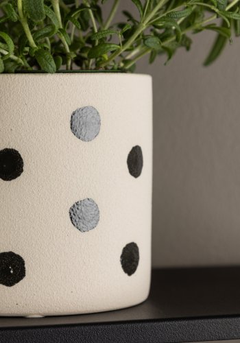 VENTURE DESIGN Sane potte, rund - hvid/sorte prikker stentj (11x11x10)
