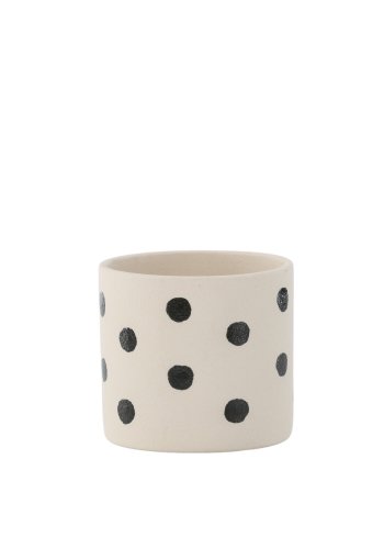 VENTURE DESIGN Sane potte, rund - hvid/sorte prikker stentj (11x11x10)