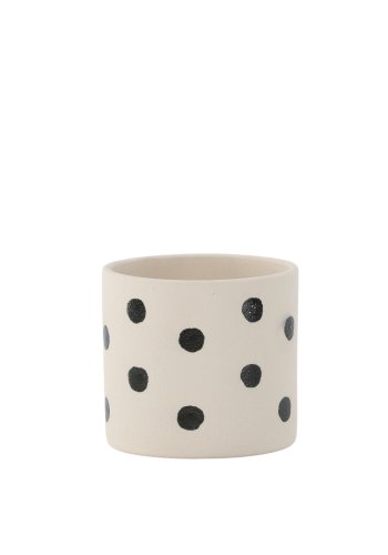 VENTURE DESIGN Sane potte, rund - hvid/sorte prikker stentj (11x11x10)