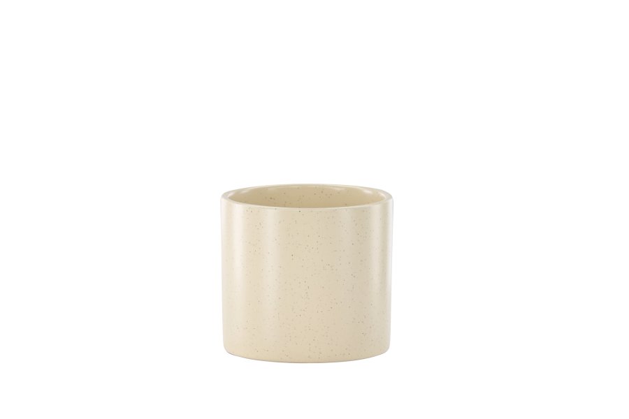 VENTURE DESIGN Sane potte, rund - beige/sorte prikker stentj (11x11x10)