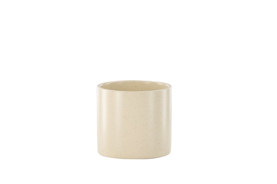 VENTURE DESIGN Sane potte, rund - beige/sorte prikker stentj (11x11x10)