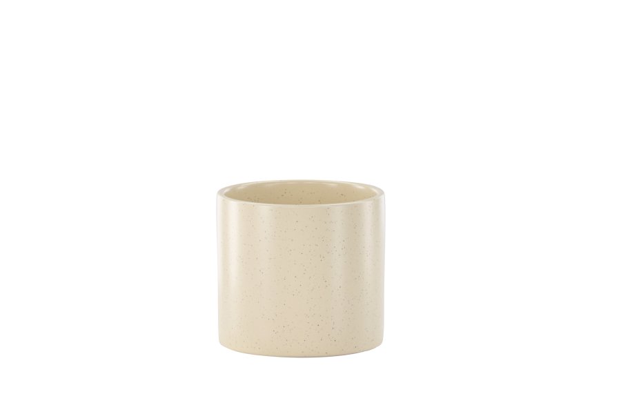 VENTURE DESIGN Sane potte, rund - beige/sorte prikker stentj (11x11x10)