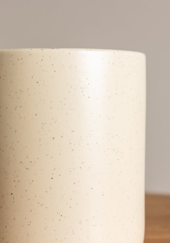 VENTURE DESIGN Sane potte, rund - beige/sorte prikker stentj (11x11x10)