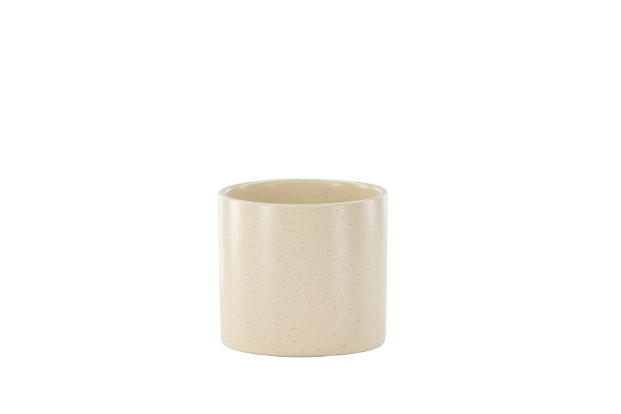 VENTURE DESIGN Sane potte, rund - beige/sorte prikker stentj (11x11x10)