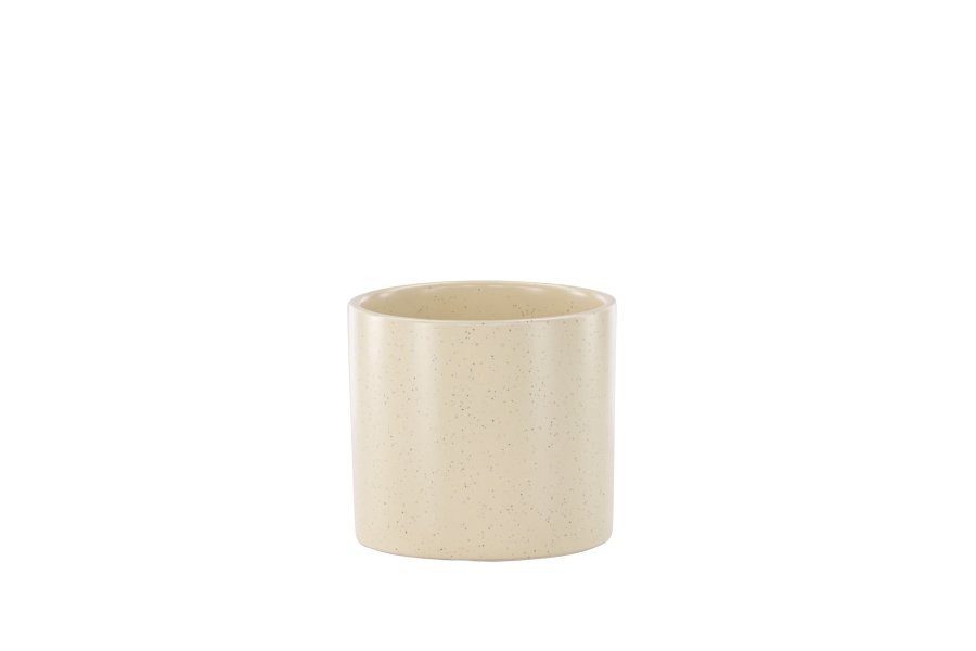 VENTURE DESIGN Sane potte, rund - beige/sorte prikker stentj (11x11x10)