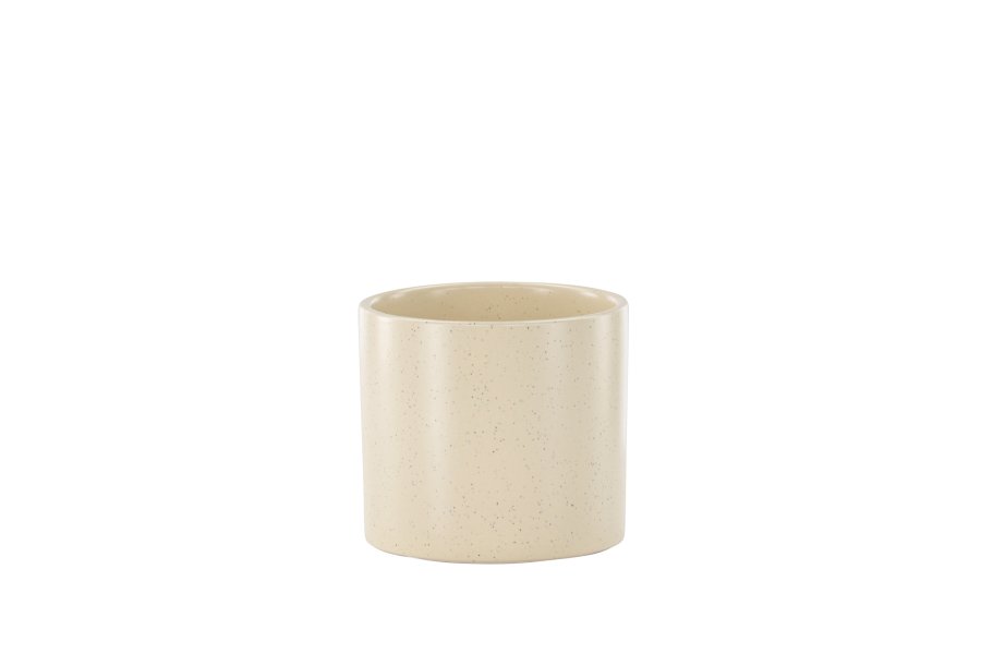 VENTURE DESIGN Sane potte, rund - beige/sorte prikker stentj (11x11x10)