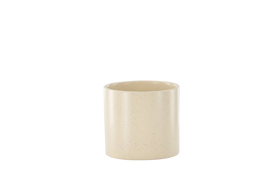 VENTURE DESIGN Sane potte, rund - beige/sorte prikker stentj (11x11x10)