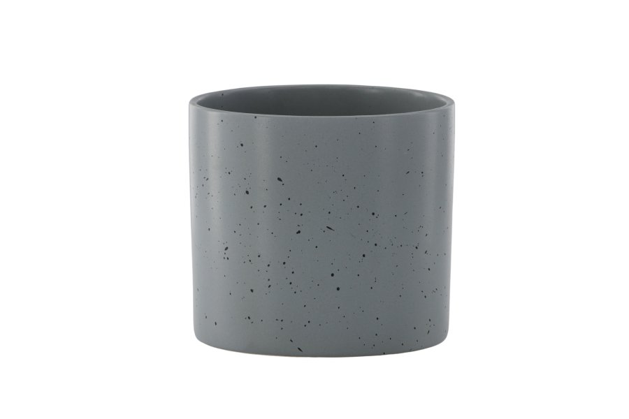 VENTURE DESIGN Sane potte, rund - mrkegr/sorte prikker stentj (18x18x17)