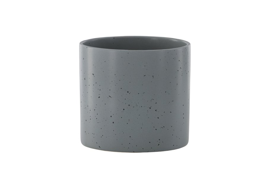 VENTURE DESIGN Sane potte, rund - mrkegr/sorte prikker stentj (18x18x17)