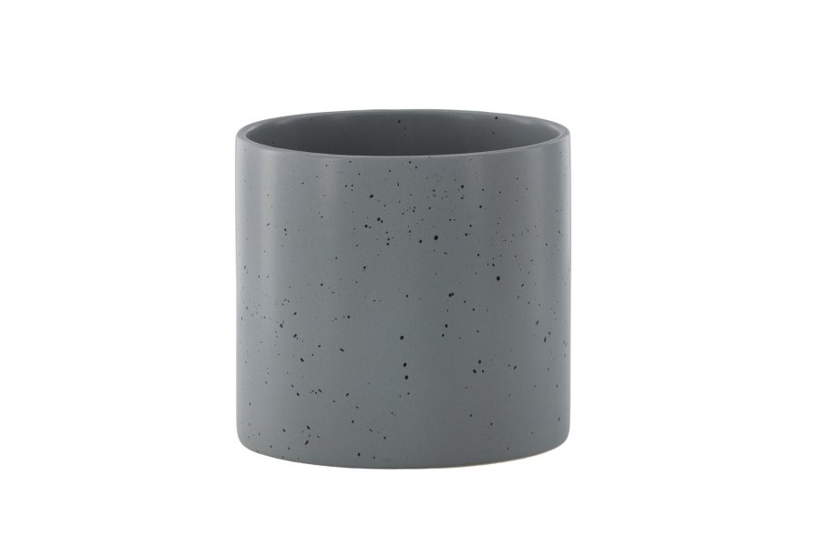 VENTURE DESIGN Sane potte, rund - mrkegr/sorte prikker stentj (18x18x17)