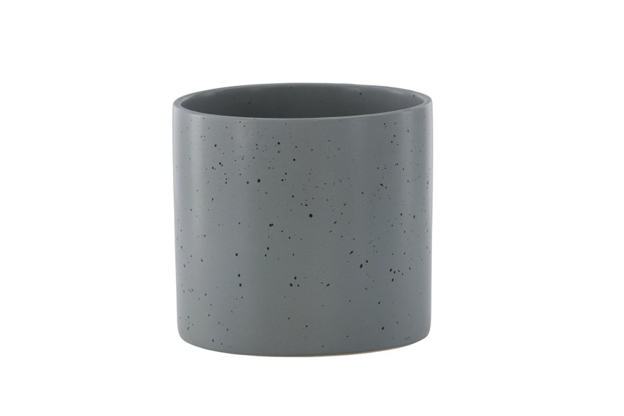 VENTURE DESIGN Sane potte, rund - mrkegr/sorte prikker stentj (18x18x17)