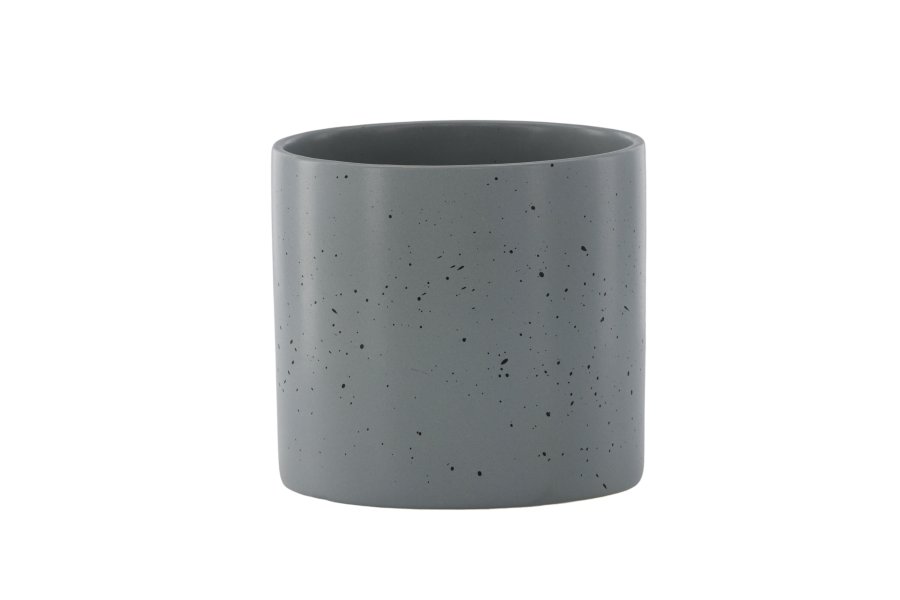 VENTURE DESIGN Sane potte, rund - mrkegr/sorte prikker stentj (18x18x17)