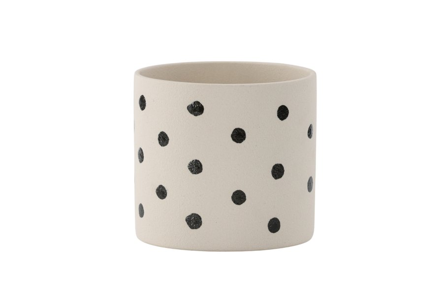 VENTURE DESIGN Sane potte, rund - hvid/sorte prikker stentj (18x18x17)