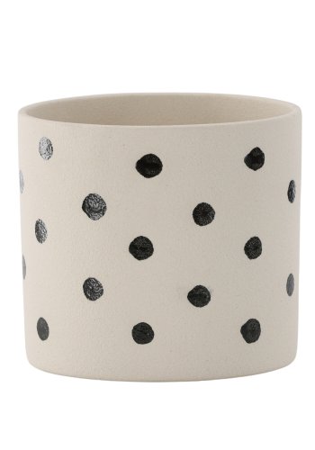 VENTURE DESIGN Sane potte, rund - hvid/sorte prikker stentj (18x18x17)