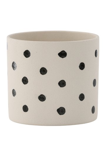 VENTURE DESIGN Sane potte, rund - hvid/sorte prikker stentj (18x18x17)