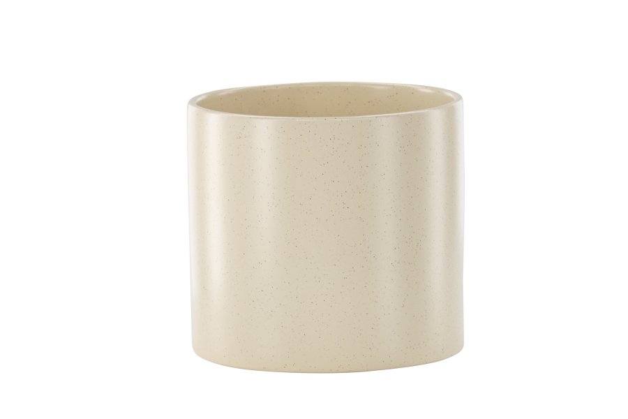 VENTURE DESIGN Sane potte, rund - beige/sorte prikker stentj (18x18x17)