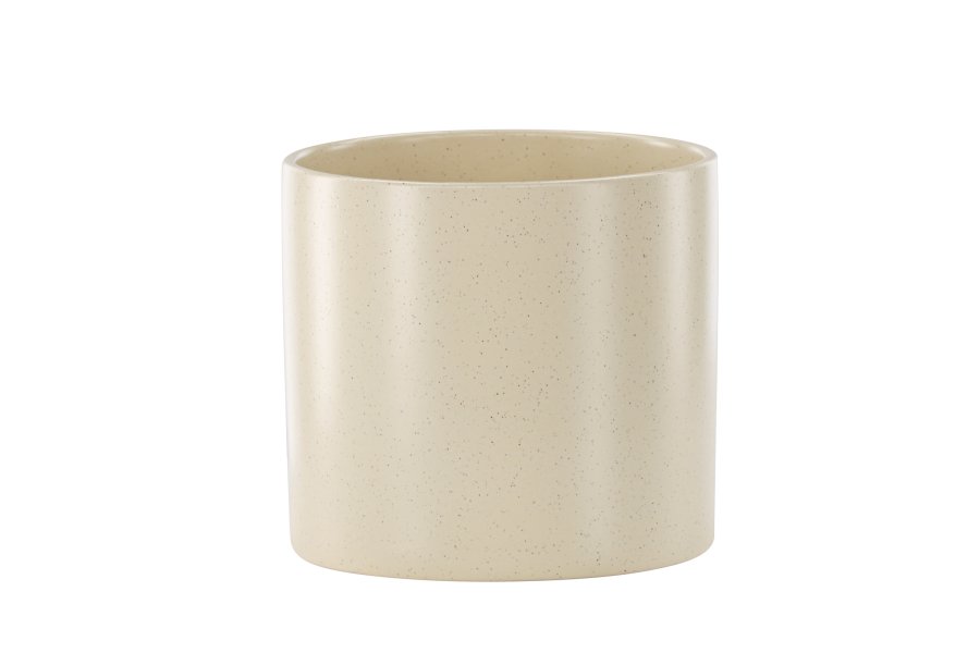 VENTURE DESIGN Sane potte, rund - beige/sorte prikker stentj (18x18x17)