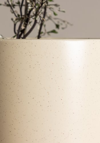 VENTURE DESIGN Sane potte, rund - beige/sorte prikker stentj (18x18x17)