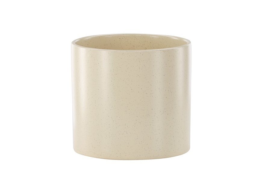 VENTURE DESIGN Sane potte, rund - beige/sorte prikker stentj (18x18x17)
