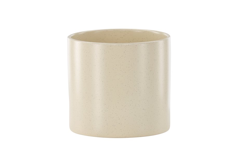VENTURE DESIGN Sane potte, rund - beige/sorte prikker stentj (18x18x17)