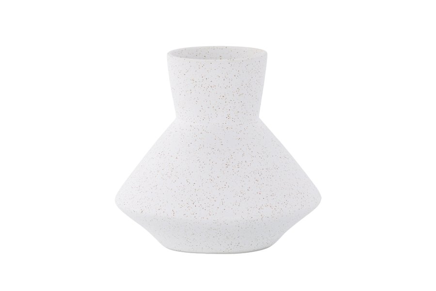 VENTURE DESIGN Rellis vase - hvid/sorte prikker keramik (H20xB22)