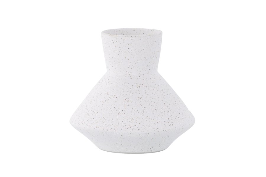 VENTURE DESIGN Rellis vase - hvid/sorte prikker keramik (H20xB22)