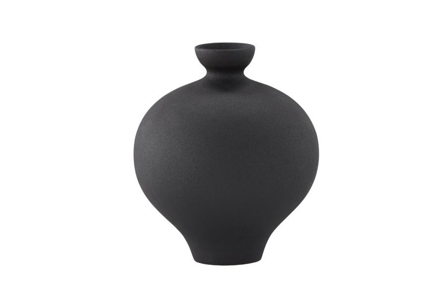 VENTURE DESIGN Rellis vase, rund - sort keramik (D6xH24xB20)