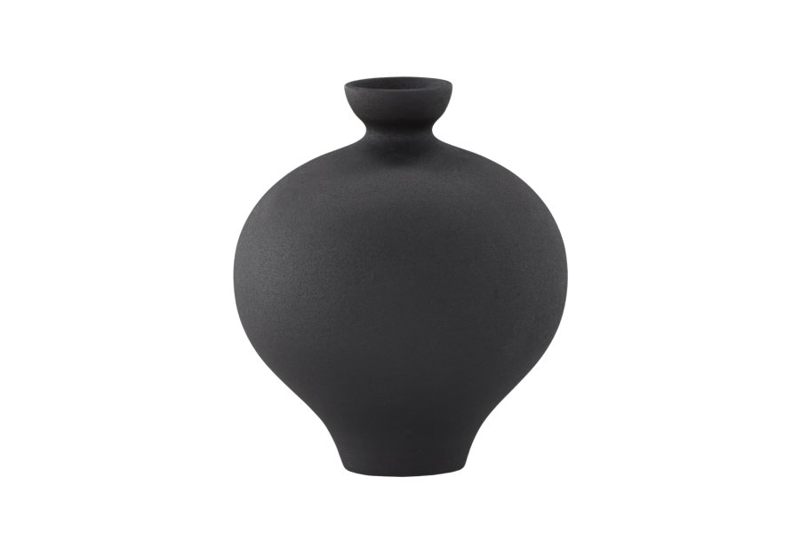 VENTURE DESIGN Rellis vase, rund - sort keramik (D6xH24xB20)