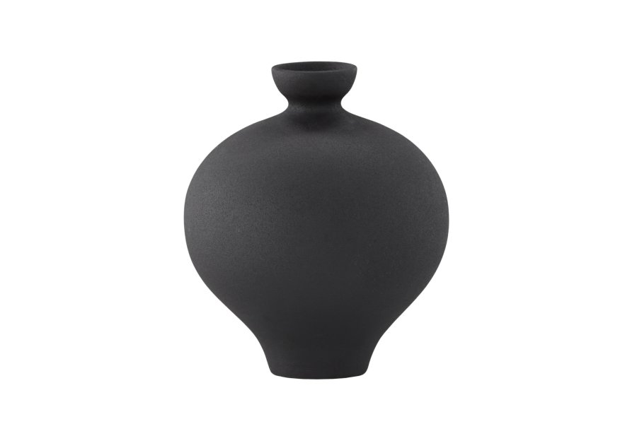 VENTURE DESIGN Rellis vase, rund - sort keramik (D6xH24xB20)