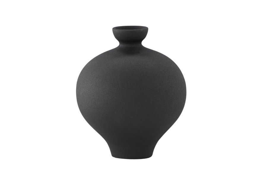 VENTURE DESIGN Rellis vase, rund - sort keramik (D6xH24xB20)
