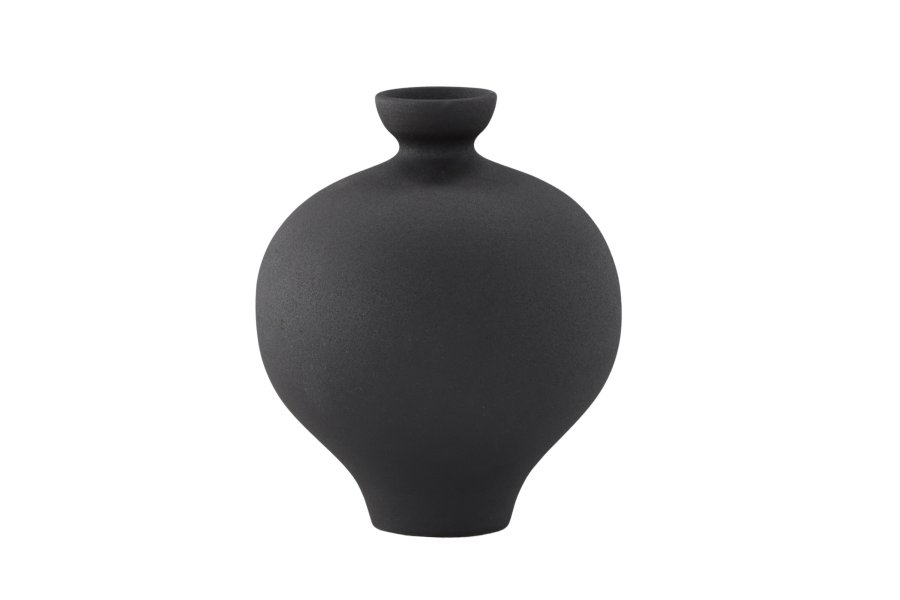 VENTURE DESIGN Rellis vase, rund - sort keramik (D6xH24xB20)