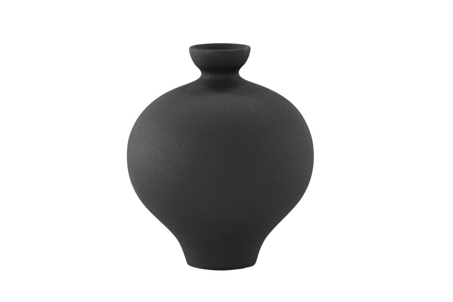 VENTURE DESIGN Rellis vase, rund - sort keramik (D6xH24xB20)