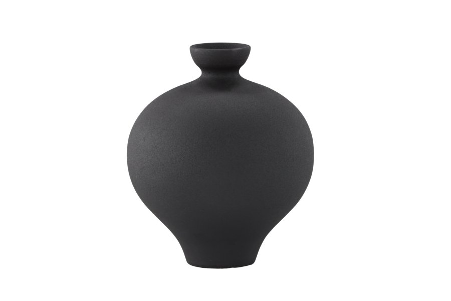 VENTURE DESIGN Rellis vase, rund - sort keramik (D6xH24xB20)
