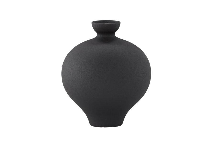 VENTURE DESIGN Rellis vase, rund - sort keramik (D6xH24xB20)