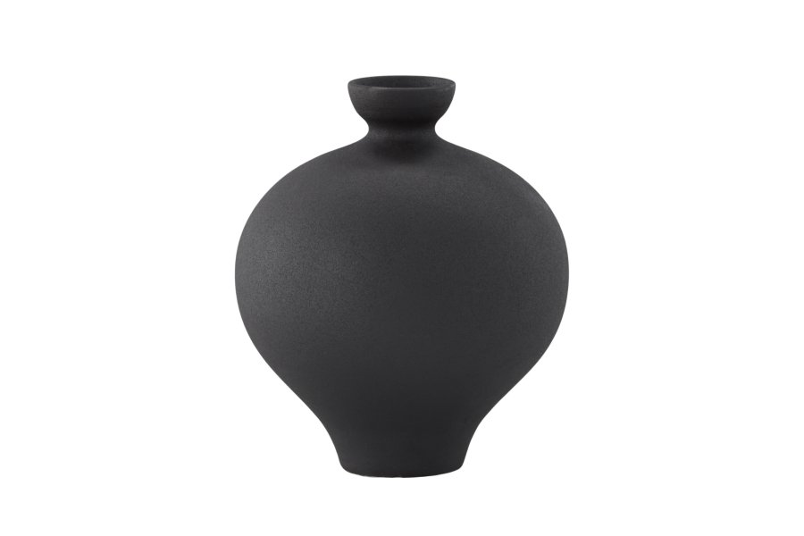 VENTURE DESIGN Rellis vase, rund - sort keramik (D6xH24xB20)