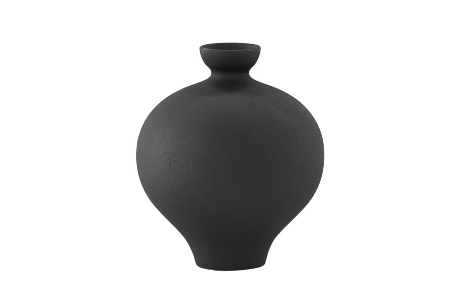 VENTURE DESIGN Rellis vase, rund - sort keramik (D6xH24xB20)