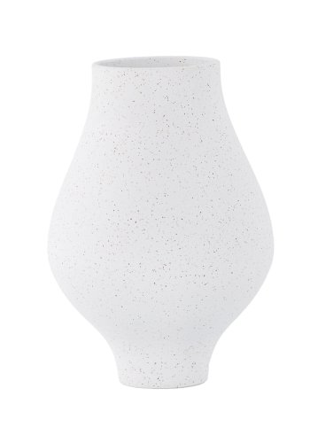 VENTURE DESIGN Rellis vase, rund - hvid/sorte prikker keramik (D10xH24xB14)