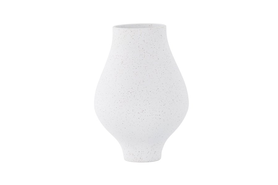 VENTURE DESIGN Rellis vase, rund - hvid/sorte prikker keramik (D10xH24xB14)