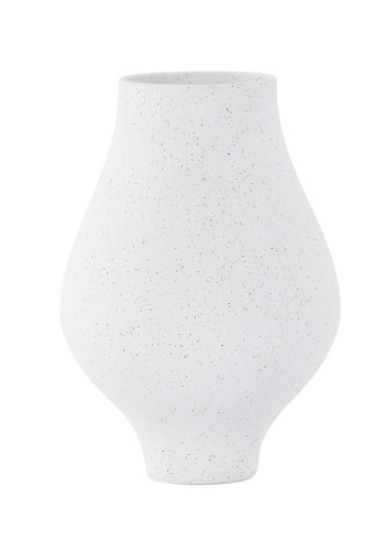 VENTURE DESIGN Rellis vase, rund - hvid/sorte prikker keramik (D10xH24xB14)