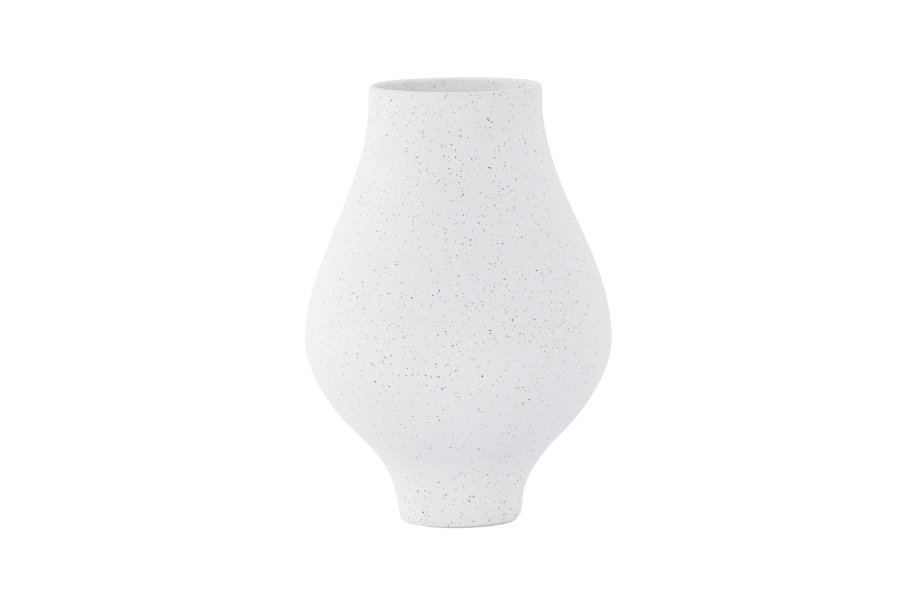 VENTURE DESIGN Rellis vase, rund - hvid/sorte prikker keramik (D10xH24xB14)
