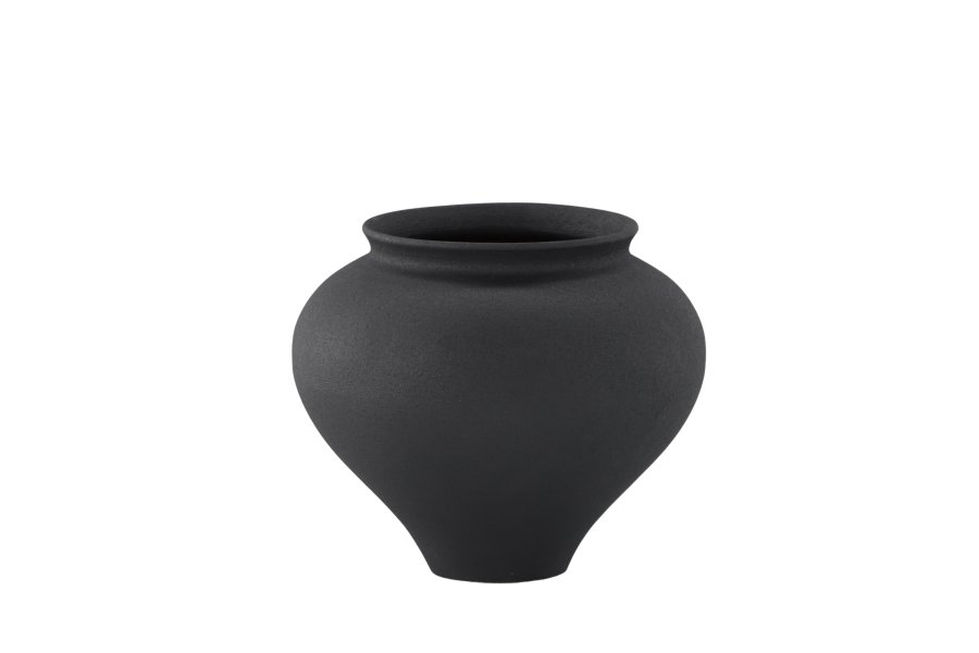 VENTURE DESIGN Rellis vase, rund - sort keramik (D11xH18xB18)